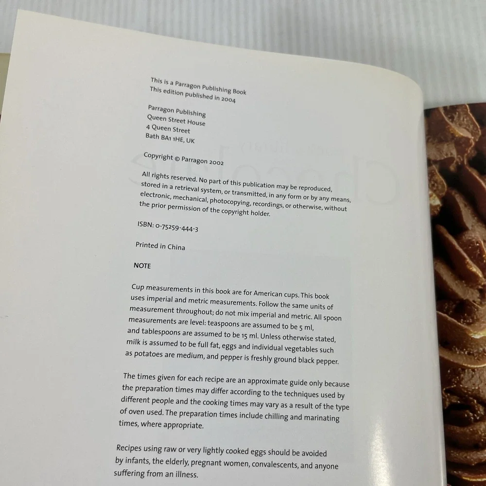 Cook's Library Chocolate Cookbook Recipes Desserts 2003 Hardcover Dust Jacket